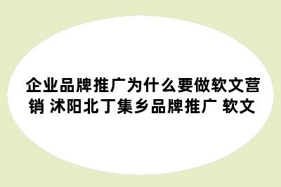 企业品牌推广为什么要做软文营销 沭阳北丁集乡品牌推广 软文